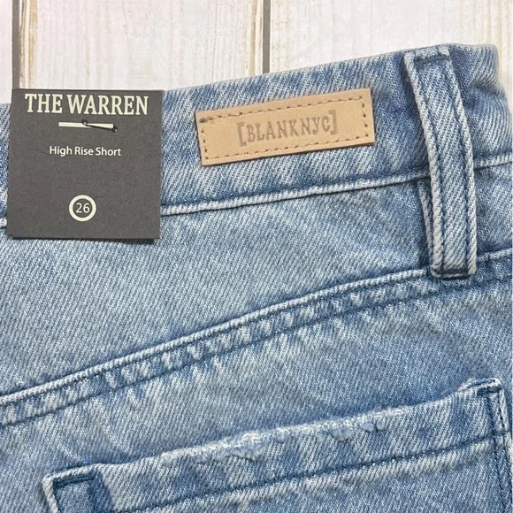 Blank NYC | Retro Warren High Rise Distressed Denim Shorts | 26 - Picture 10 of 14